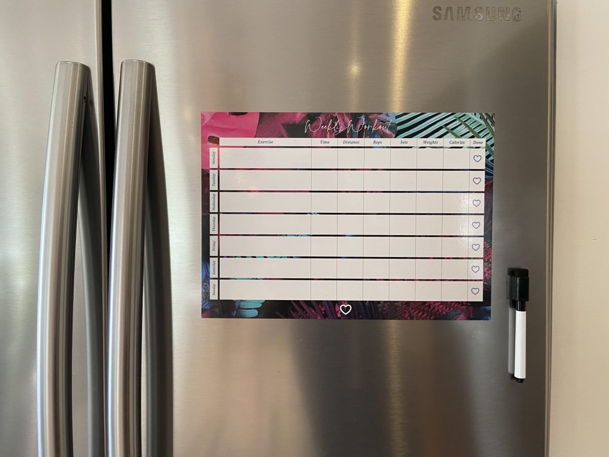 Magnetic Weekly Workout Planner Neon